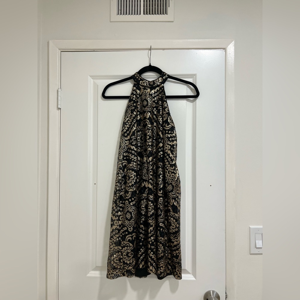 Alya Black and Cream Backless Dress